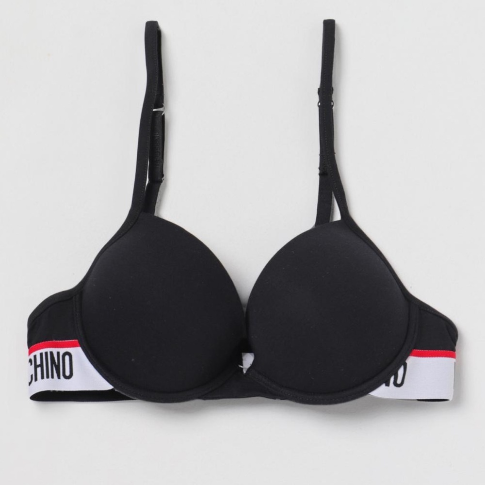 Moschino Black Bra with Logo Band